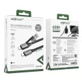 Acefast - Кабел за данни (C13-04) - Бързо зареждане, Type-C към USB, Type-C, 60W, 3A, Устойчив на огъване, Цинкова сплав, 1.2 м - Черен