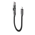Acefast - Кабел за данни (C13-05) - Бързо зареждане, Type-C към USB, Type-C, 60W, 3A, Устойчив на огъване, Къс дизайн, 0.2 м - Черен