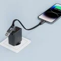 Acefast - Кабел за данни (C13-05) - Бързо зареждане, Type-C към USB, Type-C, 60W, 3A, Устойчив на огъване, Къс дизайн, 0.2 м - Черен