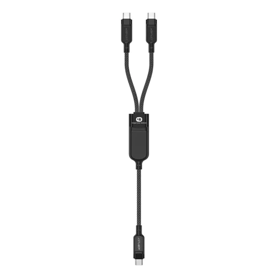 Acefast - Кабел за данни (C5-11) - Бързо зареждане, USB-C към 2x Type-C, 2 в 1, 100W, 20V/5A, 480Mb/s, 1.2 м - Черен