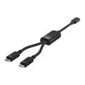 Acefast - Кабел за данни (C5-11) - Бързо зареждане, USB-C към 2x Type-C, 2 в 1, 100W, 20V/5A, 480Mb/s, 1.2 м - Черен