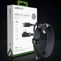 Acefast - Кабел за данни (C5-03) - Бързо зареждане, Type-C към Type-C, 100W, 5A, Правоъгълен дизайн, Найлонова оплетка, 2 м - Черен