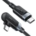 Acefast - Кабел за данни (C5-03) - Бързо зареждане, Type-C към Type-C, 100W, 5A, Правоъгълен дизайн, Найлонова оплетка, 2 м - Черен