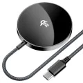 Acefast - Магнитно безжично зарядно (E24) - MagSafe, Бързо зареждане, Qi2, Type-C, 15W, 2.25A, Закалено стъкло, 1.2 м - Метално сиво