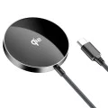 Acefast - Магнитно безжично зарядно (E24) - MagSafe, Бързо зареждане, Qi2, Type-C, 15W, 2.25A, Закалено стъкло, 1.2 м - Метално сиво
