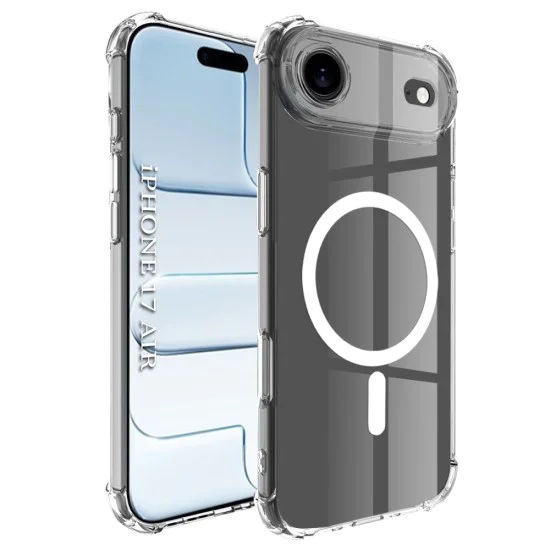 Калъф за iPhone 17 Air - Удароустойчив Прозрачен Силиконов MagSafe - Прозрачен