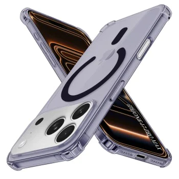 Калъф за iPhone 17 Pro Max - Techsuit - Удароустойчив Clear Silicone MagSafe - Опушено Черен