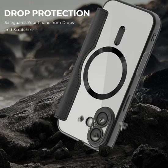 Калъф за iPhone 17 - Techsuit - SmartMag Book Case - Черен