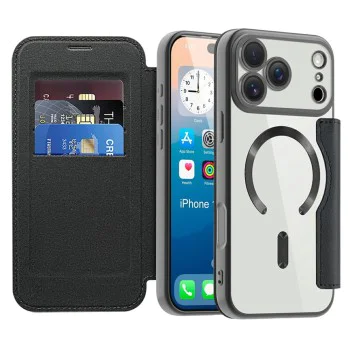 Калъф за iPhone 17 Pro Max - Techsuit - SmartMag Book Case - Черен
