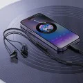 Acefast - Кабелни слушалки (L2) - Type-C, полу-вътрешни, с микрофон, дистанционно управление, гъвкаво тяло, 1.2 м - черни