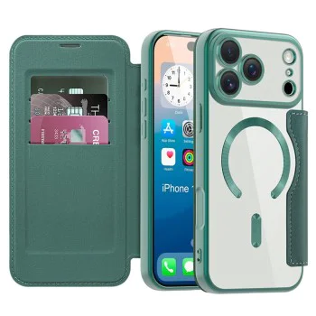 Калъф за iPhone 17 Pro - Techsuit - SmartMag Book Case - Зелен