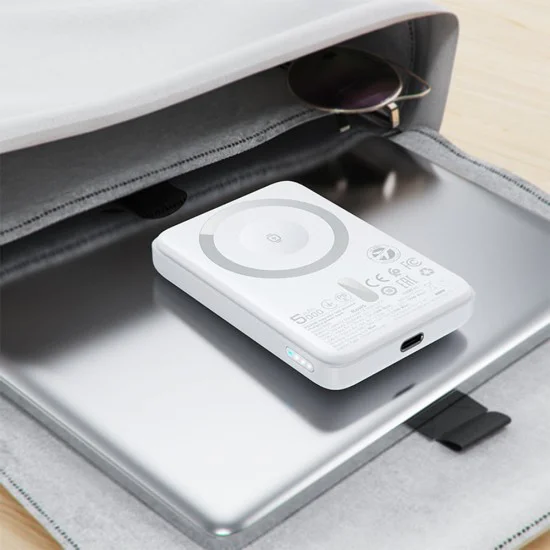 Магнитна безжична външна батерия (M25-5000) - Acefast - MagSafe, бързо зареждане, USB-C, 5000mAh, 20W - Бяло
