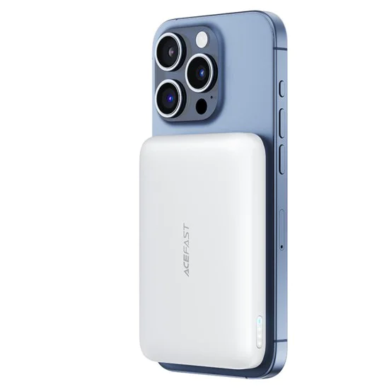 Магнитна безжична външна батерия (M25-5000) - Acefast - MagSafe, бързо зареждане, USB-C, 5000mAh, 20W - Бяло