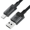 Acefast - Кабел за данни (C12-04) - Бързо зареждане, USB към Type-C, 3A, Прозрачен корпус, Плетена найлонова обвивка, 1.2 м - Черен
