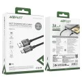 Acefast - Кабел за данни (C12-04) - Бързо зареждане, USB към Type-C, 3A, Прозрачен корпус, Плетена найлонова обвивка, 1.2 м - Черен