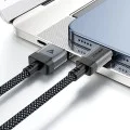 Acefast - Кабел за данни (C12-04) - Бързо зареждане, USB към Type-C, 3A, Прозрачен корпус, Плетена найлонова обвивка, 1.2 м - Черен