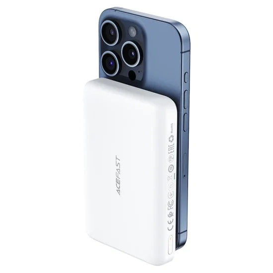 Магнитна безжична външна батерия (M26-10000) - Acefast - MagSafe, бързо зареждане, USB-C, 10000mAh, 20W - Бяло