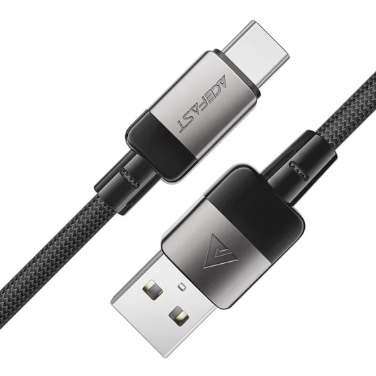 Acefast - Кабел за данни (C9-04) - USB към Type-C, бързо зареждане, 3A, оплетен найлон, 25 000 извивки, 1,2 м - Черен