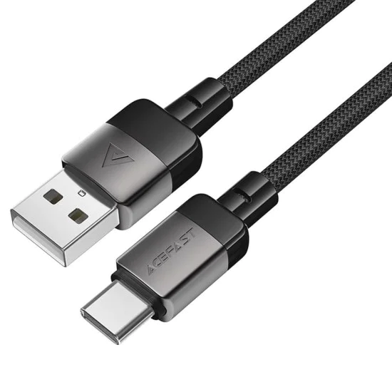 Acefast - Кабел за данни (C9-04) - USB към Type-C, бързо зареждане, 3A, оплетен найлон, 25 000 извивки, 1,2 м - Черен