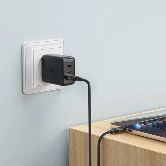 Acefast - Кабел за данни (C9-04) - USB към Type-C, бързо зареждане, 3A, оплетен найлон, 25 000 извивки, 1,2 м - Черен