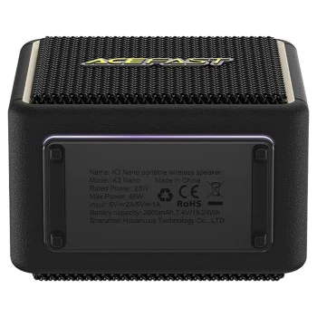 Безжична колонка – Acefast Nano (K3) – Bluetooth 5.4, RGB светлини, Handsfree, USB / TF / AUX, IPX6, USB-C, 2600mAh – Черен