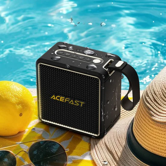 Безжична колонка – Acefast Nano (K3) – Bluetooth 5.4, RGB светлини, Handsfree, USB / TF / AUX, IPX6, USB-C, 2600mAh – Черен