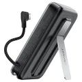 Магнитна безжична външна батерия (M24-10000) - Acefast - с Type-C кабел, стойка, USB-C порт, 10000mAh, 22.5W, LED - Метално сиво