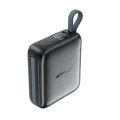 Външна батерия – Acefast (M23-10000) – с 2 вградени кабела, USB-C порт, 10000mAh, 22.5W, двупосочно бързо зареждане, LED – Сив
