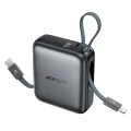 Външна батерия – Acefast (M23-10000) – с 2 вградени кабела, USB-C порт, 10000mAh, 22.5W, двупосочно бързо зареждане, LED – Сив