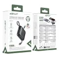 Външна батерия – Acefast (M23-10000) – с 2 вградени кабела, USB-C порт, 10000mAh, 22.5W, двупосочно бързо зареждане, LED – Сив