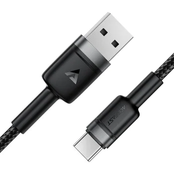 Кабел за данни / зареждане – Acefast C22-04 – USB към Type-C, Fast Charge, 3A, устойчив на прегъване, Nylon, 1.2m – Черен