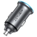 Зарядно за кола (B15) - Acefast - бързо зареждане, USB, Type-C, 65W, алуминиева сплав - Метално сиво