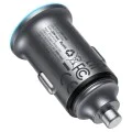 Зарядно за кола (B15) - Acefast - бързо зареждане, USB, Type-C, 65W, алуминиева сплав - Метално сиво