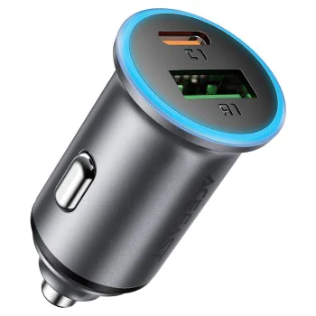 Зарядно за кола (B15) - Acefast - бързо зареждане, USB, Type-C, 65W, алуминиева сплав - Метално сиво