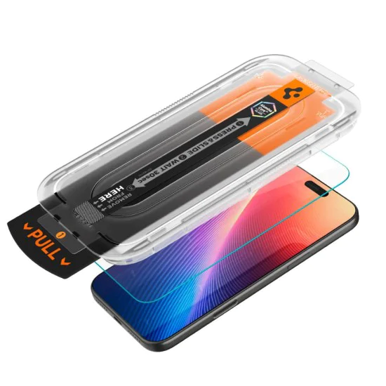 Протектор за FIT Pro - Spigen - Glas.tR EZ - iPhone 16 Pro / iPhone 17 / iPhone 17 Pro