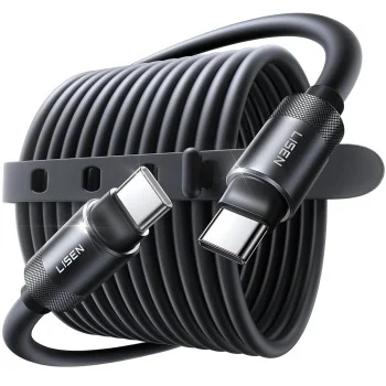 Кабел за данни L115 (YL0125040001) - Lisen - Type-C към Type-C, 100W, 480Mbps, силиконов, 3м - Черно