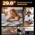 Кабел за данни (YL0123070010) (5 броя) - Lisen - Type-C, 60W, комплект (1м/1м/2м/2м/3м), оплетен - Черно