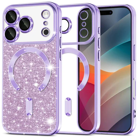 Калъф за iPhone 17 Pro Max - Techsuit - Luxury Glitter MagSafe - Светло лилав