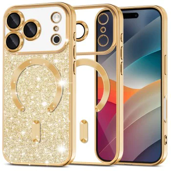 Калъф за iPhone 17 Pro Max - Techsuit - Luxury Glitter MagSafe - Златист