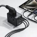 Универсален преходник за пътуване (Z8) - Acefast - 3x USB-C, 2x USB, (EU, UK, AUS, US), 45W, GaN - Черно