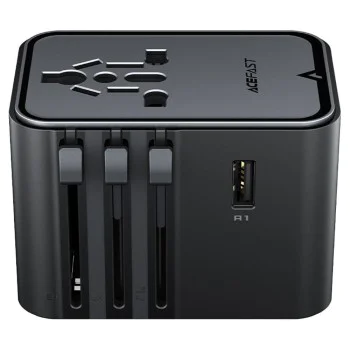 Универсален преходник за пътуване (Z8) - Acefast - 3x USB-C, 2x USB, (EU, UK, AUS, US), 45W, GaN - Черно