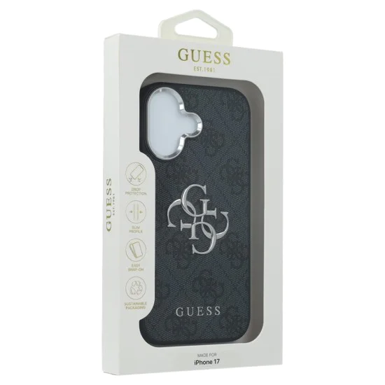 Калъф за iPhone 17 - Guess - Hardcase Big 4G Logo Classic Logo (GUHCP17SP4G4SMCK) - Черен