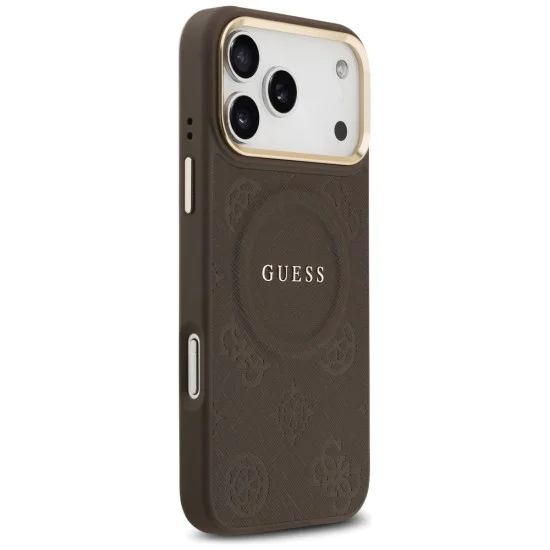 Калъф за iPhone 17 Pro Max - Guess - Peony Hot Stamp MagSafe (GUHMP17XPSAMSECW) - Кафяв