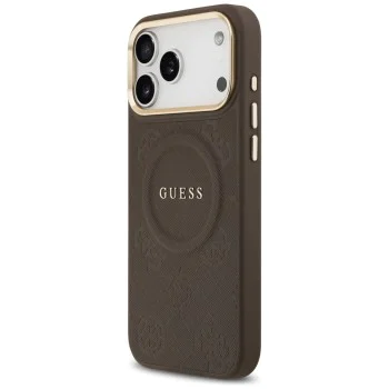 Калъф за iPhone 17 Pro Max - Guess - Peony Hot Stamp MagSafe (GUHMP17XPSAMSECW) - Кафяв