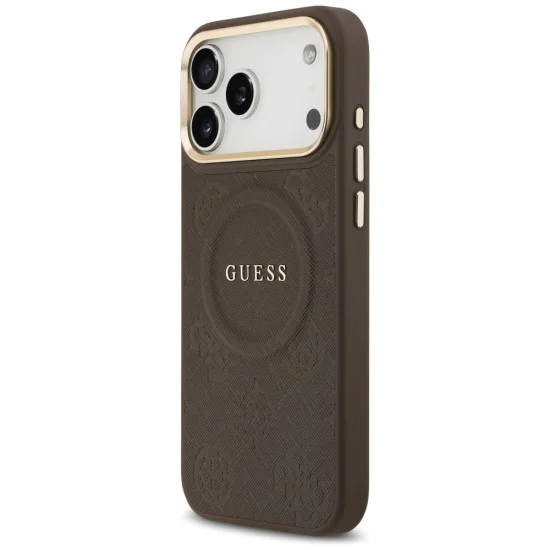 Калъф за iPhone 17 Pro Max - Guess - Peony Hot Stamp MagSafe (GUHMP17XPSAMSECW) - Кафяв