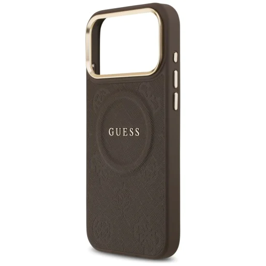 Калъф за iPhone 17 Pro Max - Guess - Peony Hot Stamp MagSafe (GUHMP17XPSAMSECW) - Кафяв