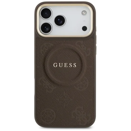 Калъф за iPhone 17 Pro Max - Guess - Peony Hot Stamp MagSafe (GUHMP17XPSAMSECW) - Кафяв