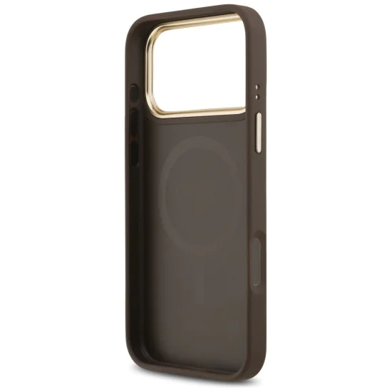 Калъф за iPhone 17 Pro Max - Guess - Peony Hot Stamp MagSafe (GUHMP17XPSAMSECW) - Кафяв