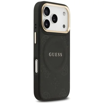 Калъф за iPhone 17 Pro - Guess - Peony Hot Stamp MagSafe (GUHMP17LPSAMSECK) - Черен