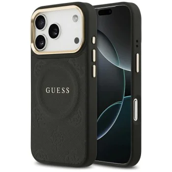 Калъф за iPhone 17 Pro - Guess - Peony Hot Stamp MagSafe (GUHMP17LPSAMSECK) - Черен